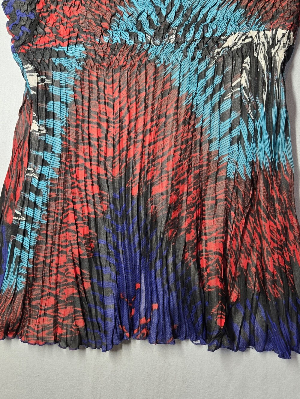 Alberto Makali Crinkle Pleated Tunic Top Women's Medium Abstract Print - Picture 7 of 12